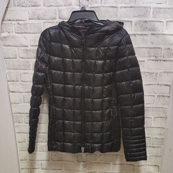 Vince Camuto Black Quilted Puffer Jacket with Hood - Picture 1 of 7